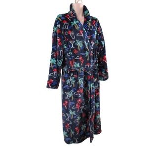 Chubbies Robe Men's One Size Palm Tree Drink Neon Lights Print Fleece w/ Belt